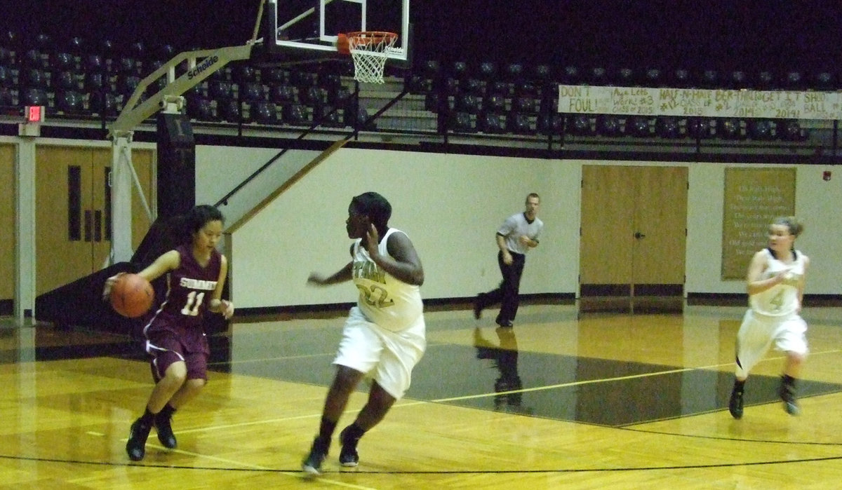 Image: Taleyia Wilson #22 makes life difficult for Arlington Lady Skyhawks.