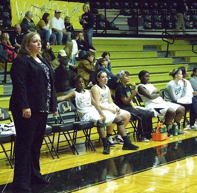 Image: Head Coach Melissa Fullmer carefully watches her team.