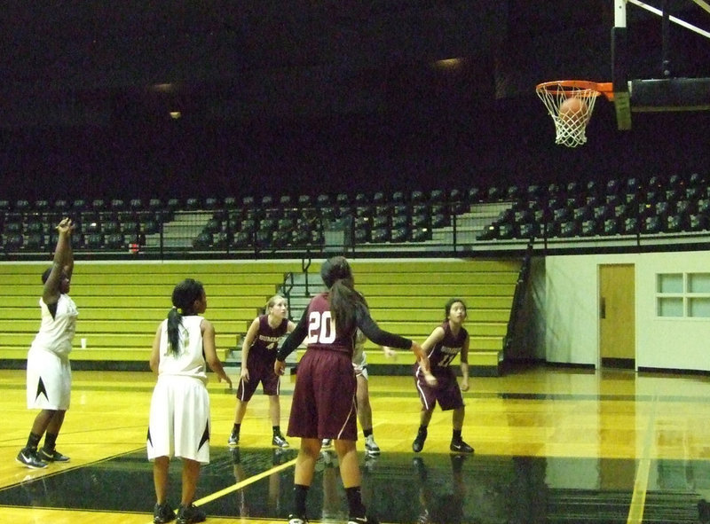 Image: Taleyia Wilson #22 drops in a free-throw for the Lady Gladiators.