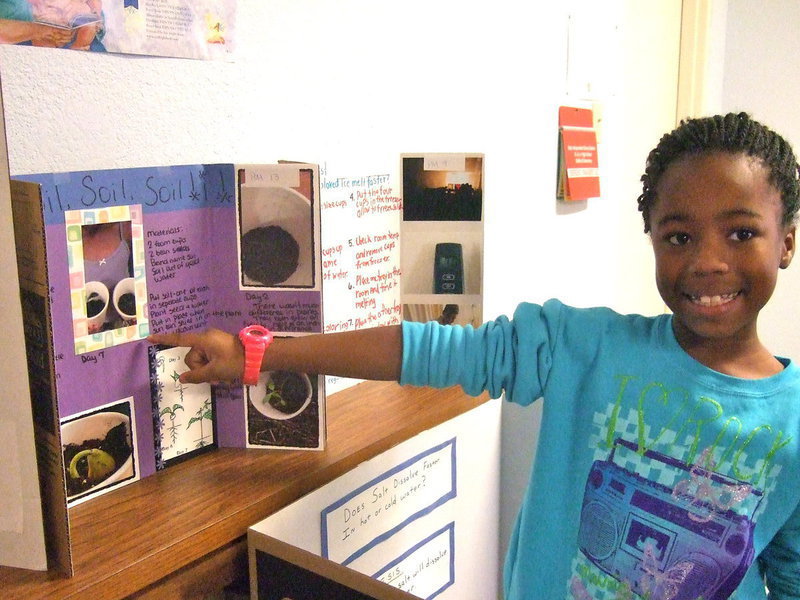 Image: Jada Williams (2nd grade) is very proud of her project. She took third place.