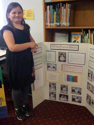 Image: Brianna Hall (3rd grade) took third place for her science project – The best potato battery.