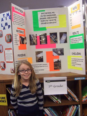 Image: Madelyn Chambers (5th grade) took third place on her project.