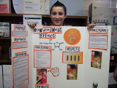 Image: Ryder Itson (6th grade) took first place on his science project.