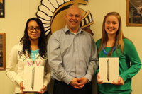 Image: L-R) Nadia Ramirez-Valles, IHS principal Lee Joffre, and Madison Washington