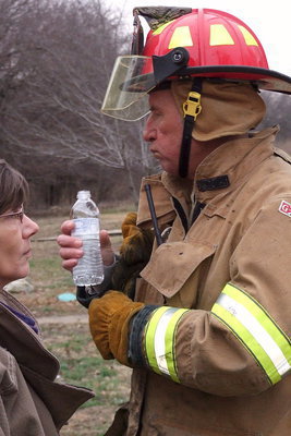 Image: Firefighters need to be hydrated even on a cold weather day.