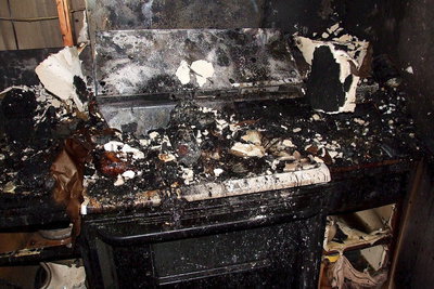 Image: The electric stove appears to be the fire’s origin.