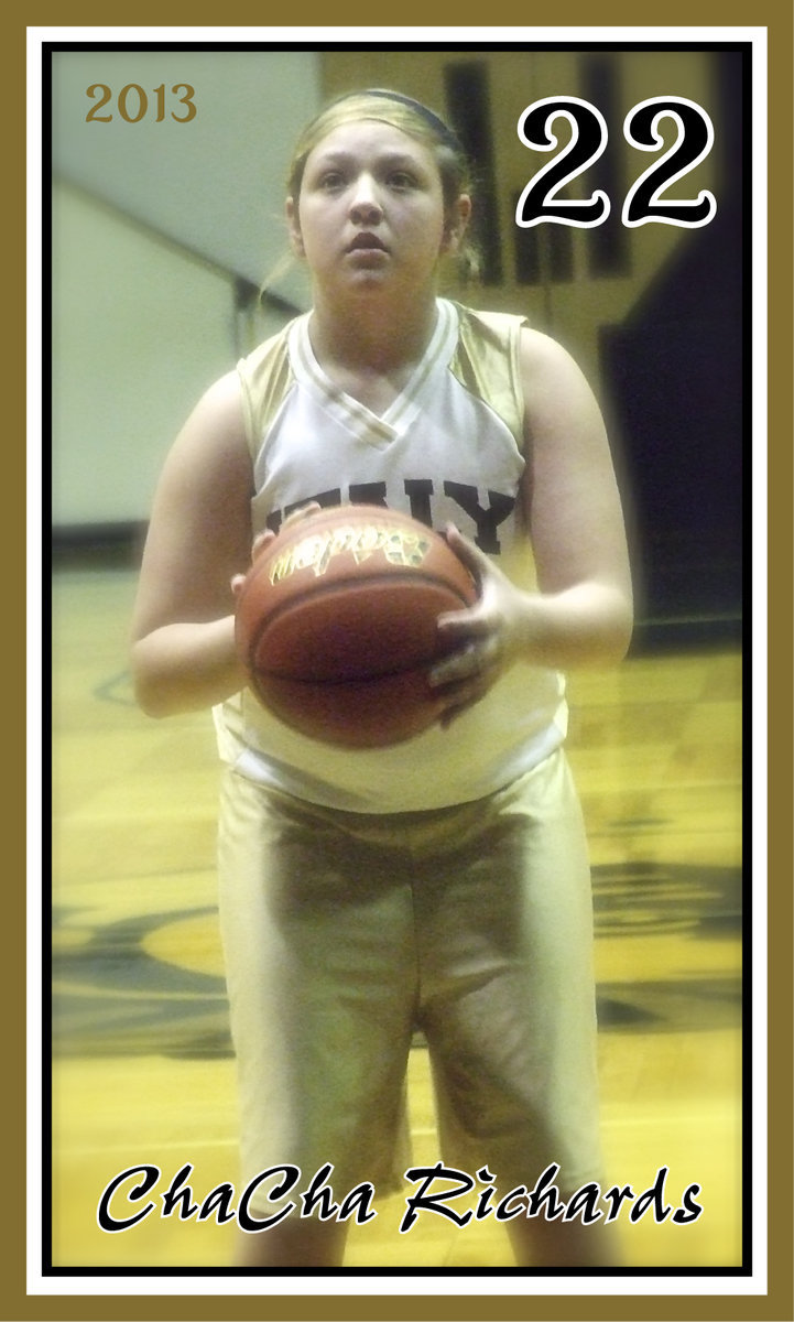 Image: Italy’s A-Team JH Lady Gladiator Brycelin “ChaCHa” Richards returns from the injured list to put in a free-throw against Blooming Grove during her first outing this season while wearing #22 in honor of her oldest sister, Megan Richards, who graduated IHS in 2012.