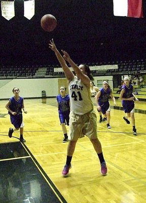 Image: Jenna Holden(41) scores for the A-Team JH Lady Gladiators.