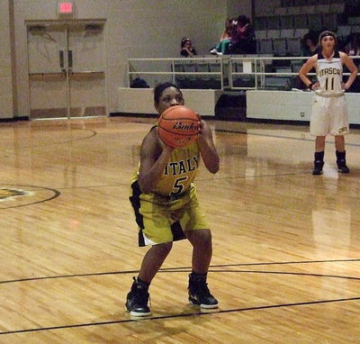 Image: Jameka Copeland(5) takes her time at the line.