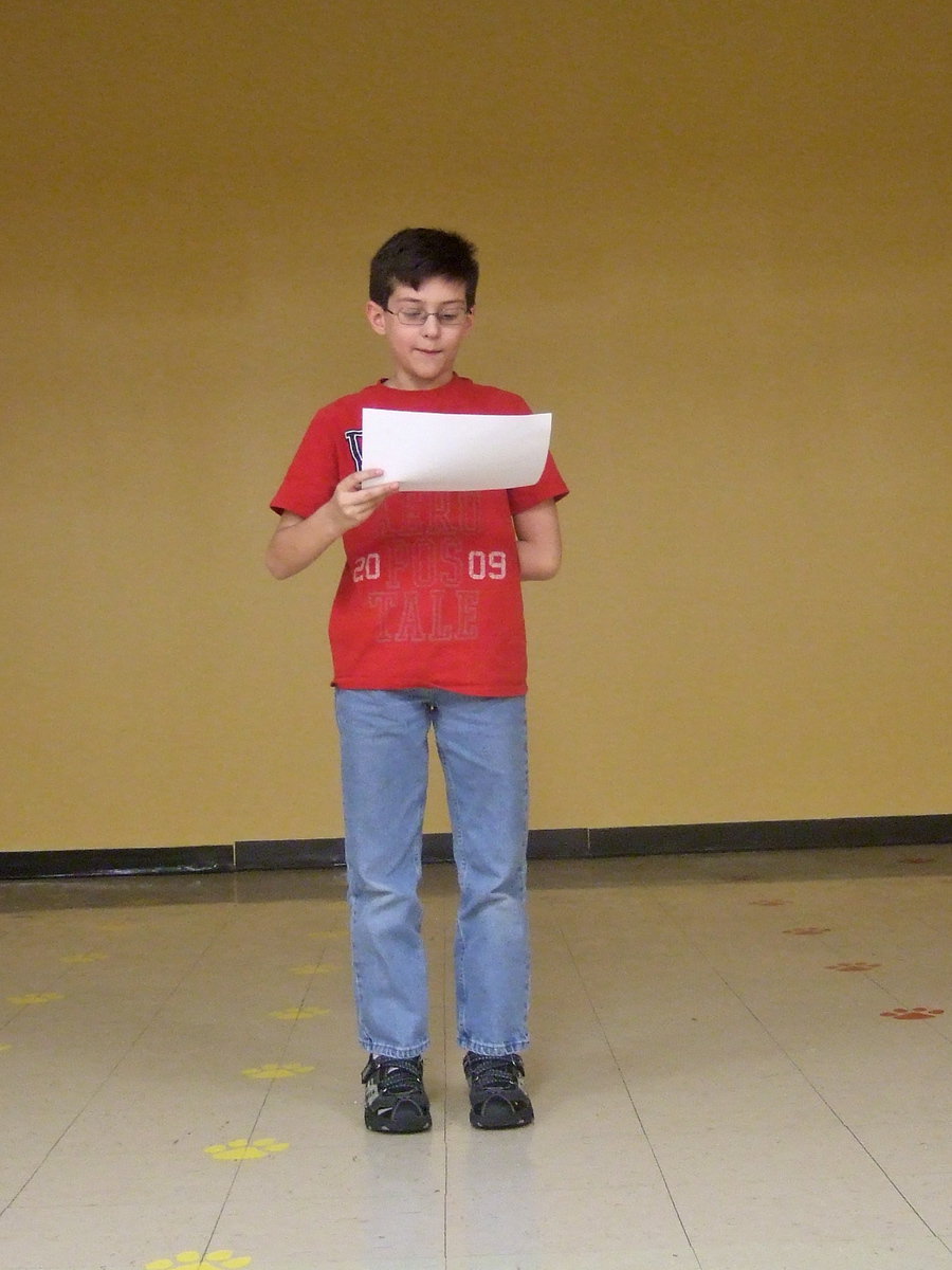 Image: Nick Dorazil reciting his Valentine’s Day poem.