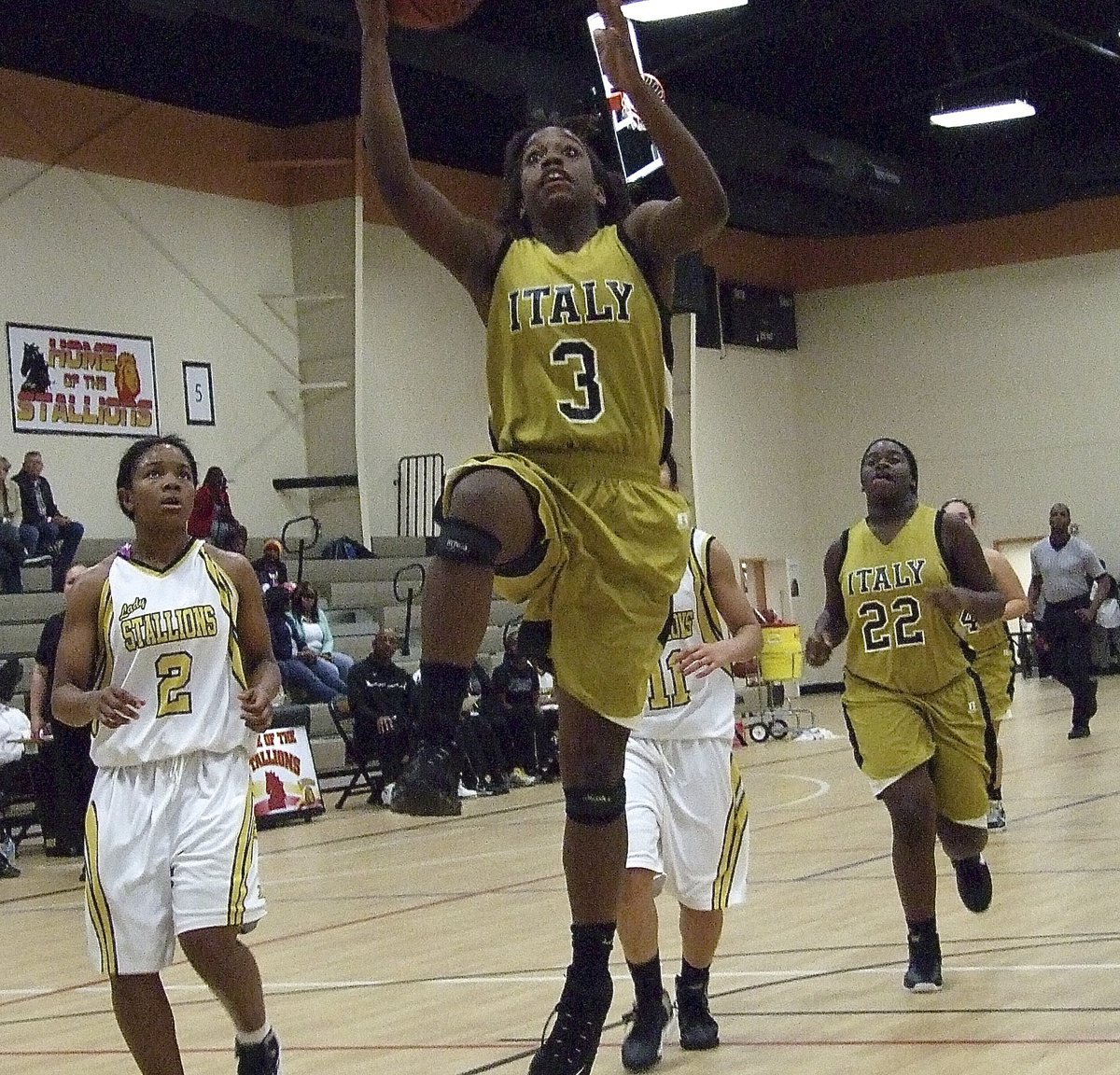 Image: Kortnei Johnson(3) outruns the Lady Stallions’ defense to finish a Lady Gladiator fast break.