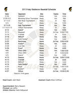 Image: The 2013 Italy Gladiator Baseball Schedule.