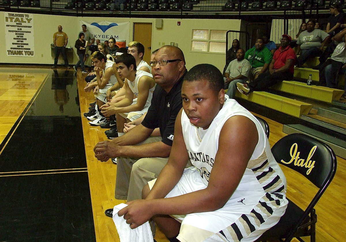 Image: Gladiator assistant coach Larry Mayberry, Sr. is joined by his son Darol Mayberry(13), a junior. Darol scored 11-points during Italy’s Senior Night 2013.