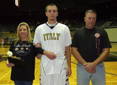 Image: Congratulations to senior Gladiator Cole Hopkins who is pictured with his parents Cassandra and Brad Hopkins.
