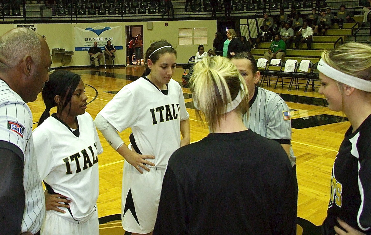 Image: Alyssa Richards and Kendra Copeland represent the Lady Gladiators as captains before what was to be the final home game for Richards.