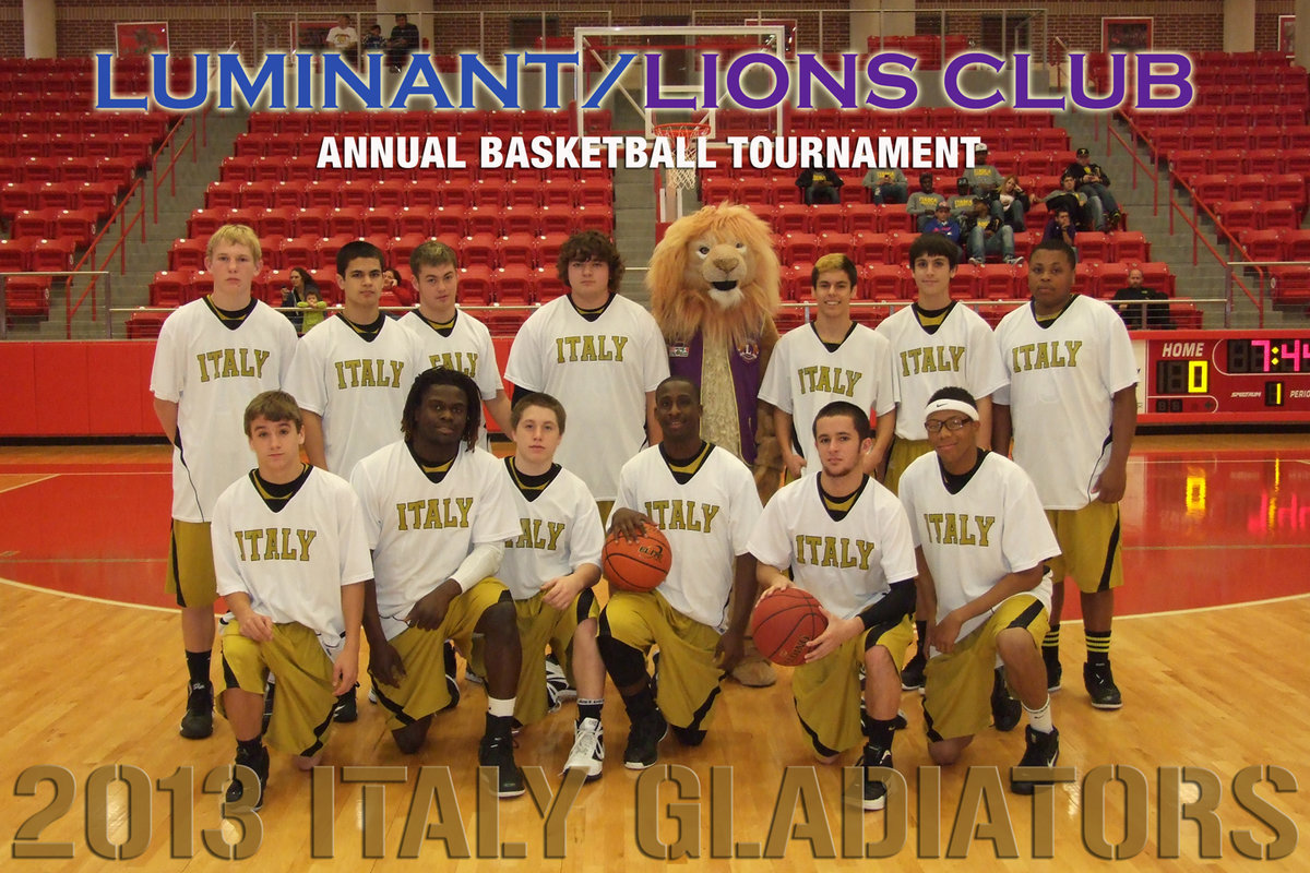 Image: The Gladiators are joined by Simba, the Lions Club mascot out of Granbury, for a group picture before the game.
    Pictured on the back row (L-R) are: Cody Boyd, Reid Jacinto, Zain Byers, Kevin Roldan, Simba, Kelvin Joffrey, Mason Womack and Darol Mayberry. On the front row (L-R) are: Levi McBride, Ryheem Walker, John Escamilla, Marvin Cox, Caden Jacinto and John Hughes.