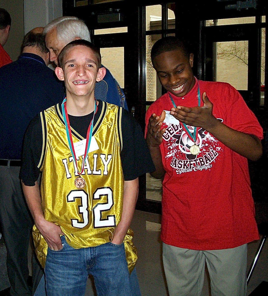 Image: Italy’s Nathan Brock enjoys meeting other Special Olympic athletes from other competing schools.