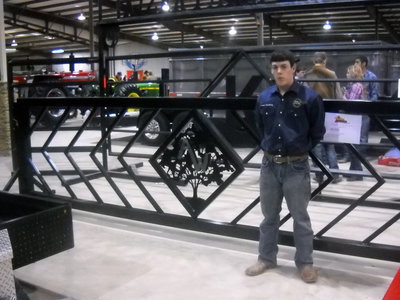 Image: Logan Sprabary a senior constructed this 16’ entry gate winning a blue ribbon and placed 5th in his class.