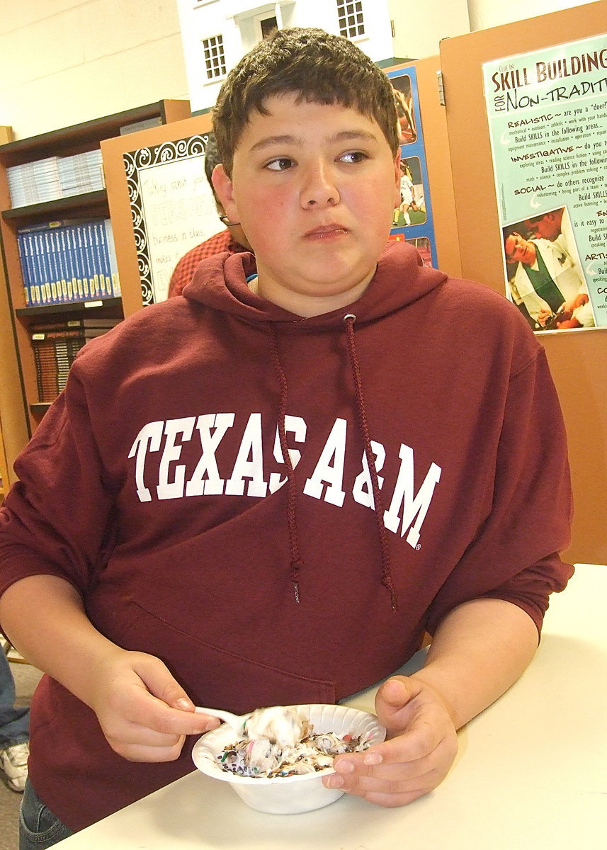 Image: After the play, sound effects man Thomas Crowell enjoys a bowl of ice cream during the social. Crowell is so good at what he does, you can just hear the sound of ice cream dissolving in his mouth.