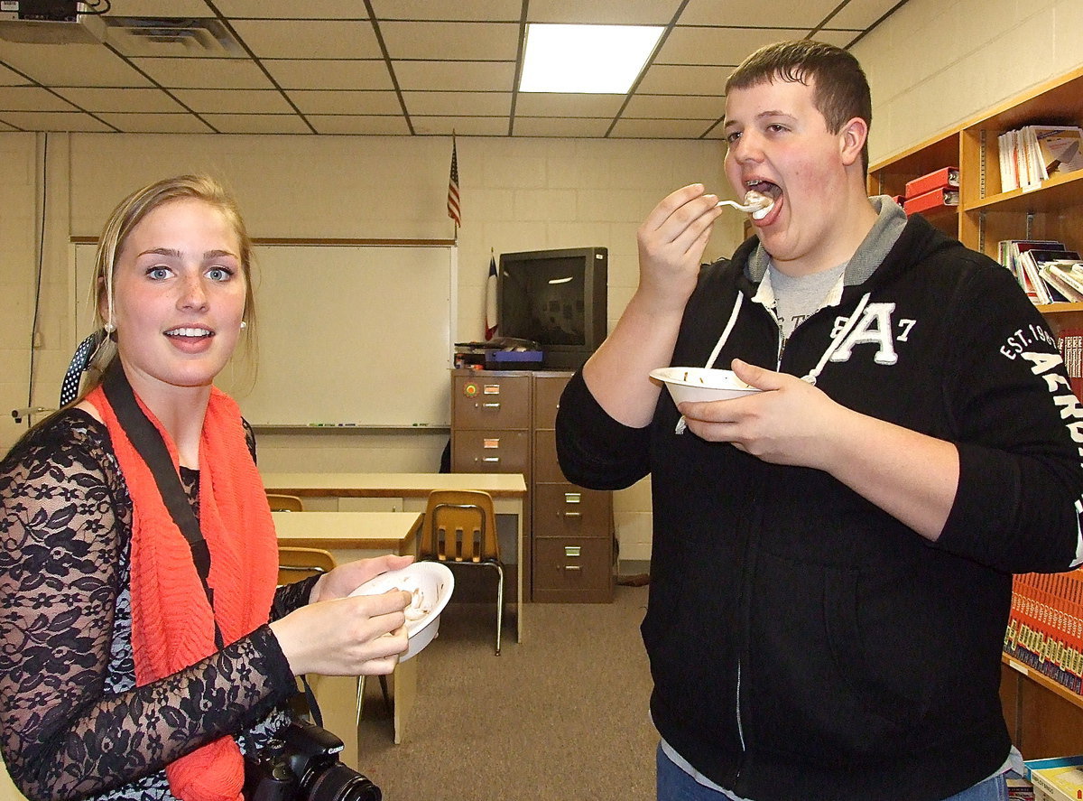 Image: Madison Washington and Zac Mercer are enjoying the ice cream social following the play…until the photographer shows up anyway! lol