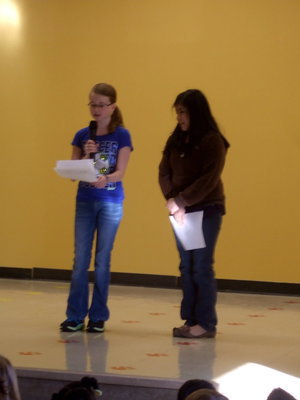 Image: Kimberly Hooker and Arely Salazar reading their “Who Am I?”.