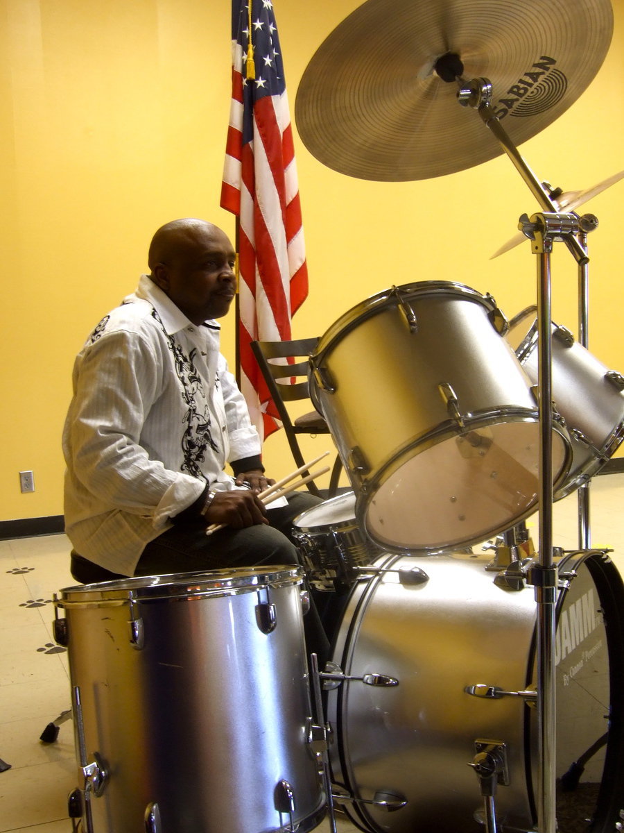 Image: Jay Rideaux on the drums.