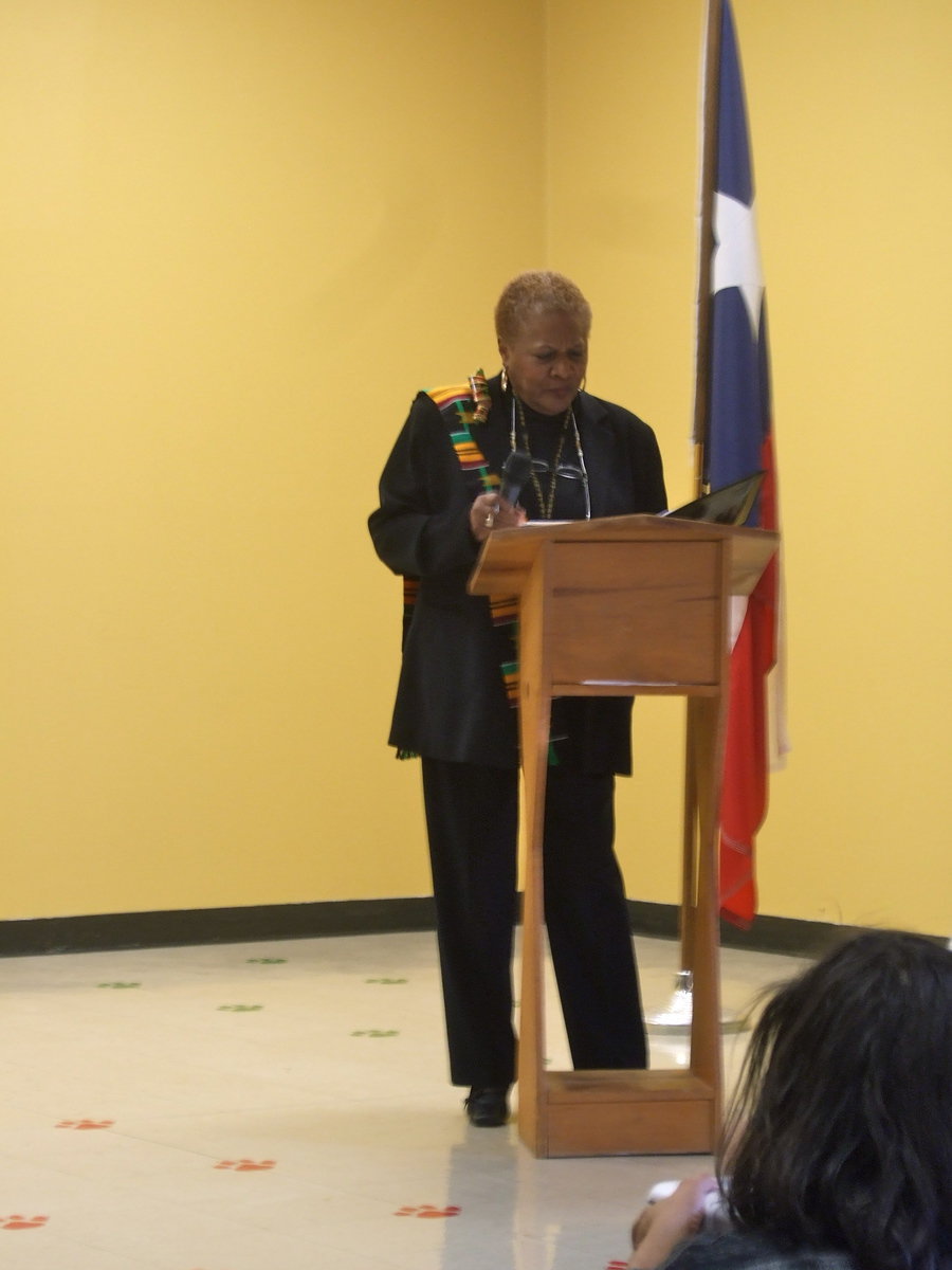 Image: Ms. Bell telling the students the history behind Stafford Elementary.