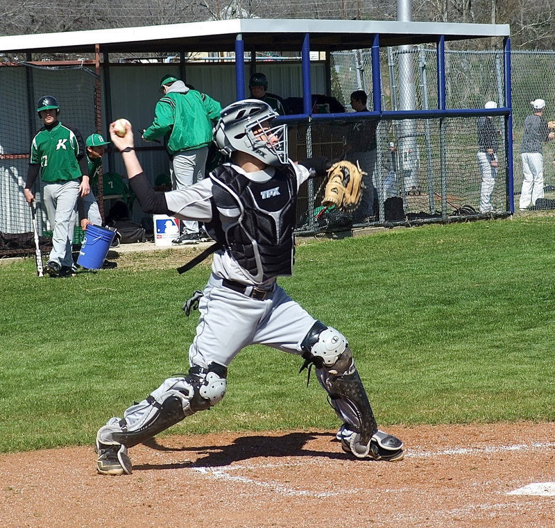 Image: Italy’s Caden Jacinto(2) plays catcher during the Blooming Grove tournament.