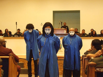 Image: Mt Gilead Anointed Temple Mimes performed for the audience.
