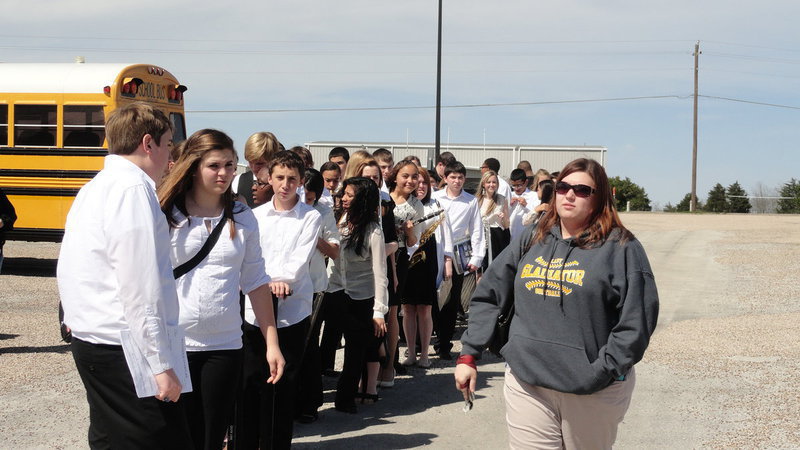 Image: The band arrives — prepares for competition