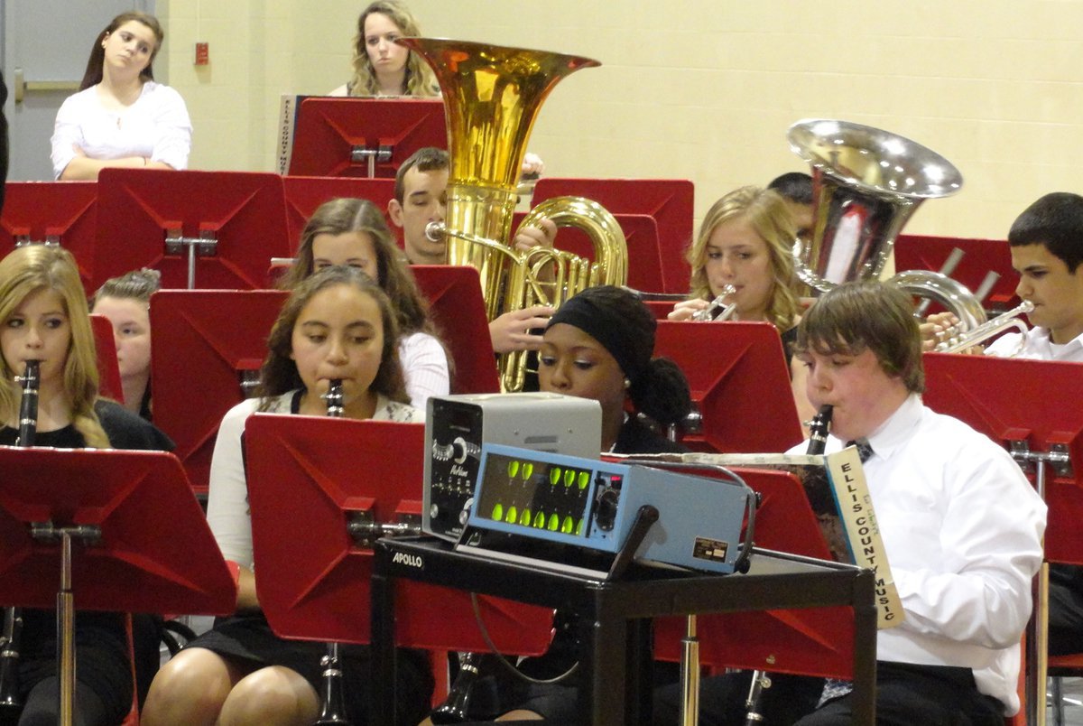 Image: The woodwinds and brass rehearse one more time before the competition begins