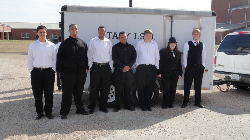 Image: Gladiator Regiment Band seniors perform in UIL competition for the last time — Reid Jacinto, Timothy Fleming, John Hughes, Yonatan Davita, Brett Kirton, Morgan Junkin and Gus Allen.