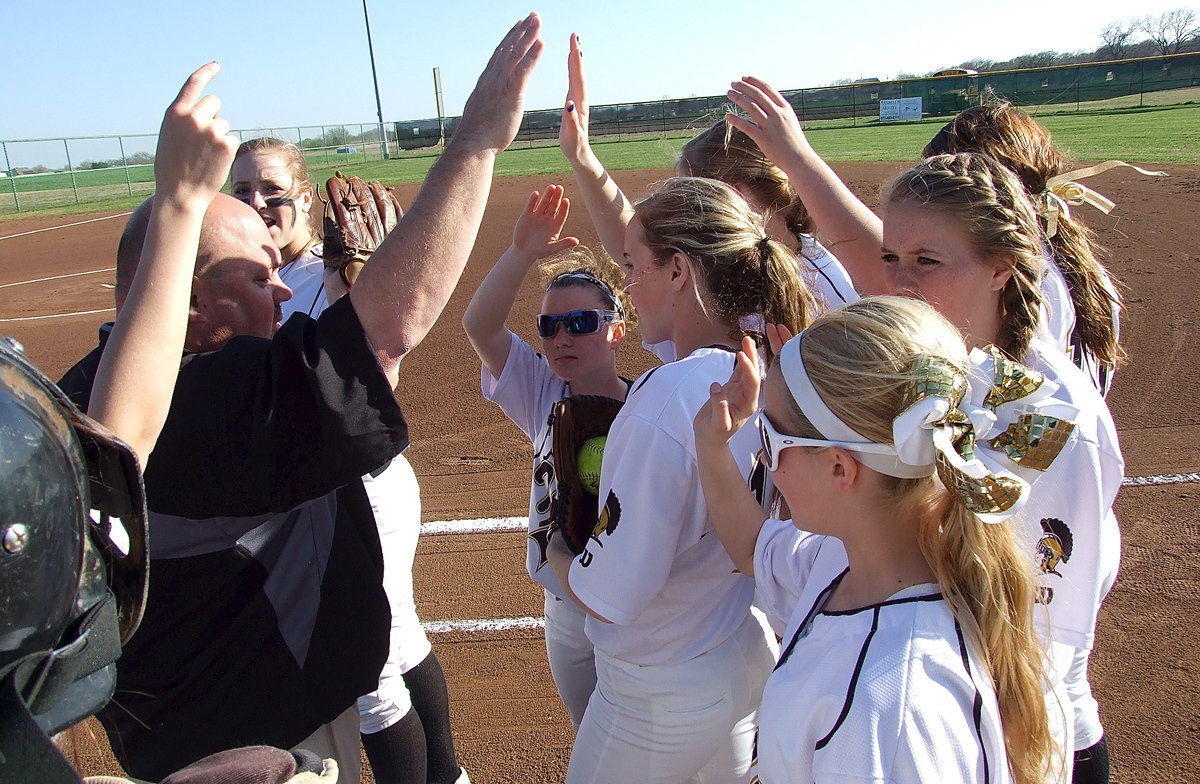 Image: Lady Gladiator head coach Wayne Rowe releases his troops into battle against Avalon.