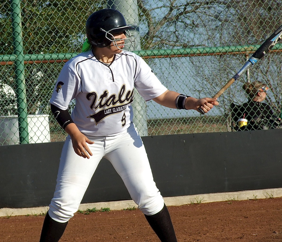 Image: The intimidating one, Alyssa Richards(9), prepares for the pitch.