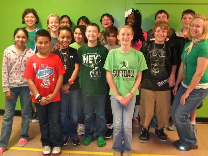 Image: Mrs. Medrano’s class collectively wore 98 pieces of green!