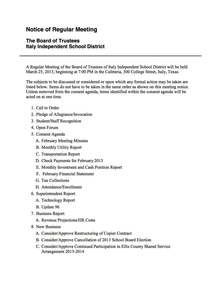 Image: Agenda – page 1