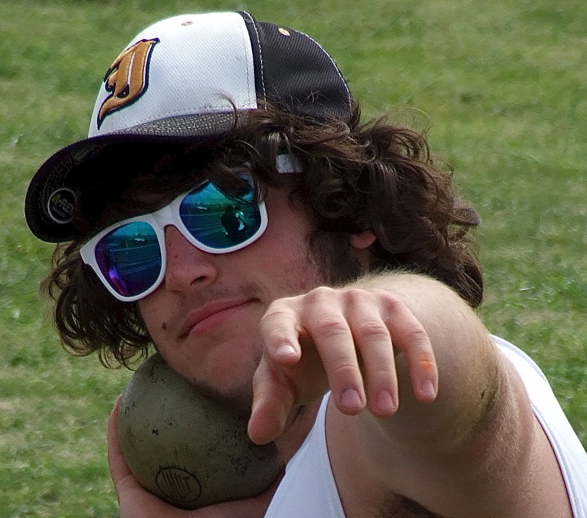 Image: Kyle Fortenberry gets prepared for the shot put competition.