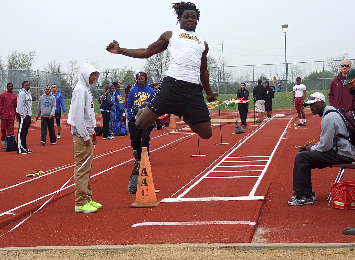 Image: And away he goes, Ryheem Walker earns 4th place on his first jump.