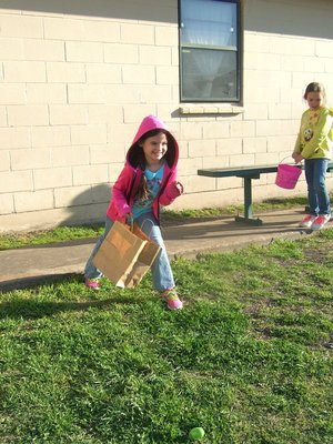 Image: Haley Zaidle (1st grader) was gearing up to race for the eggs!