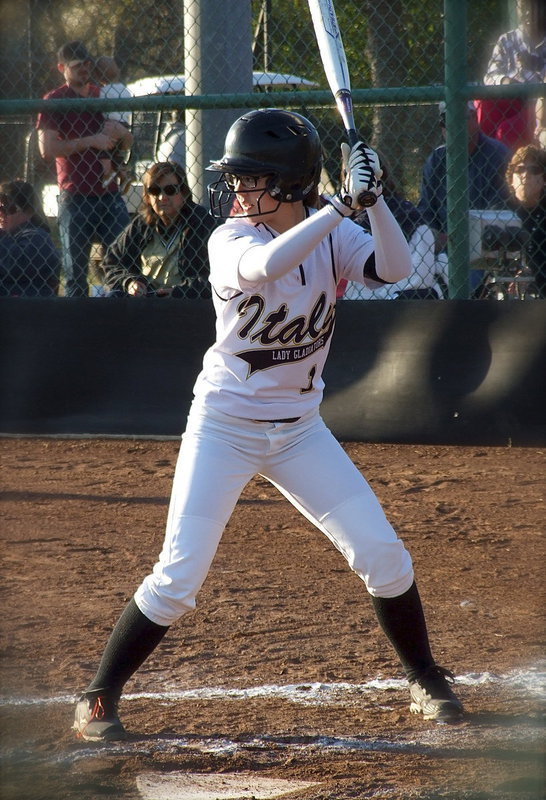 Image: Bailey Eubank(1) stands tall at the plate for Italy.