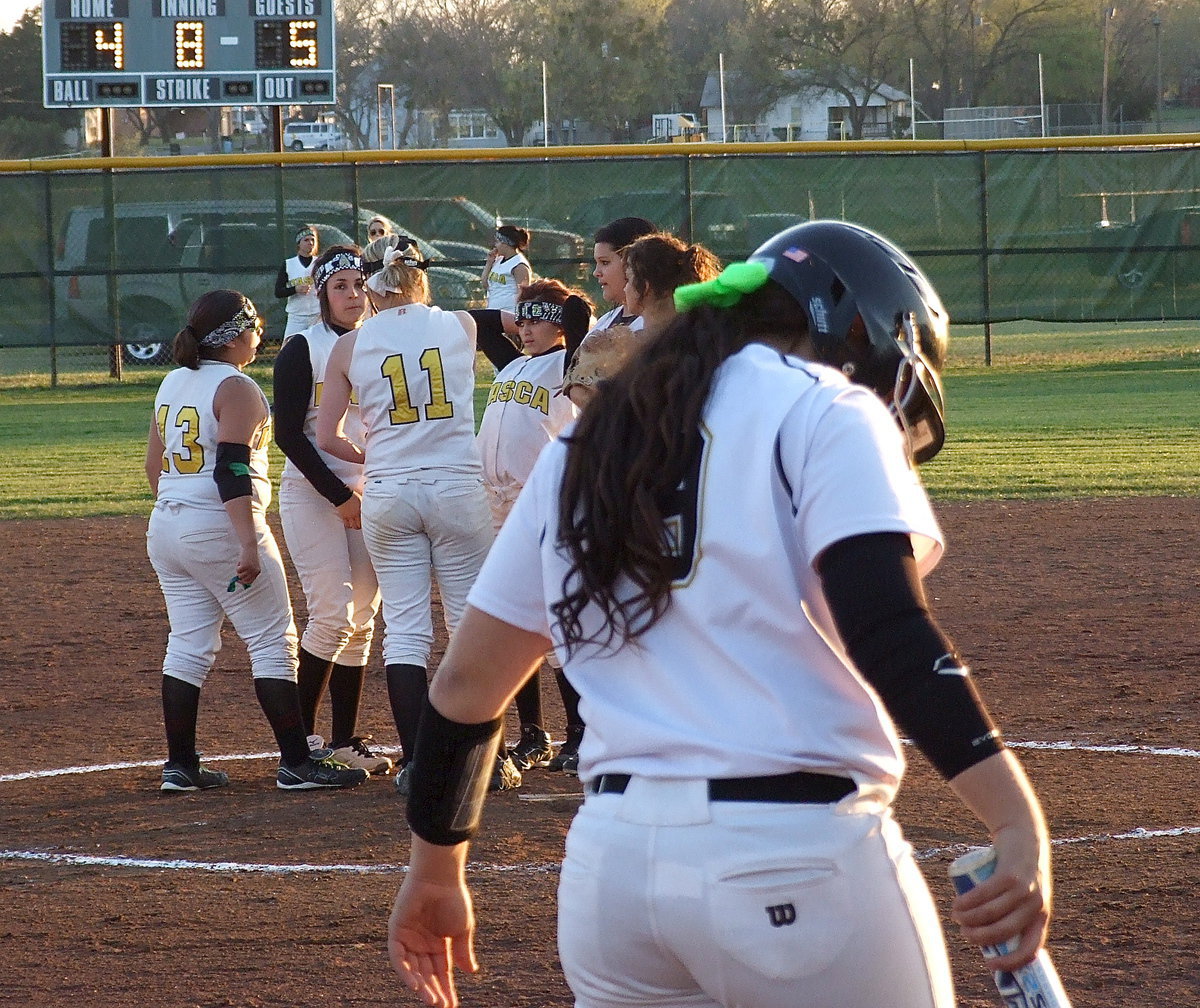 Image: Uh-oh! Don’t look now but Alyssa Richards(9) settles in at the plate with her Lady Gladiators trailing 5-4 in the bottom of the seventh-inning.