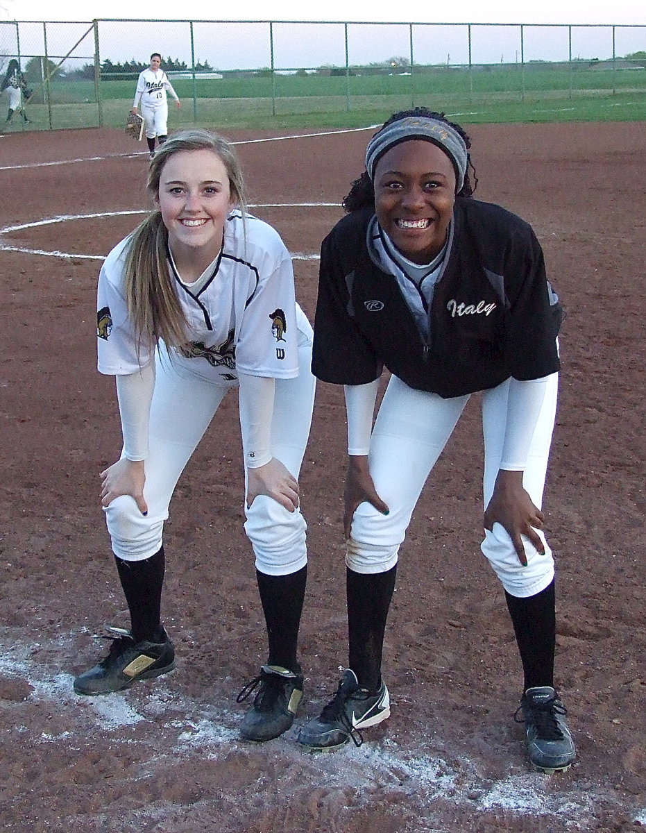 Image: Winning is fun for teammates Kelsey Neslon and K’Breona Davis.