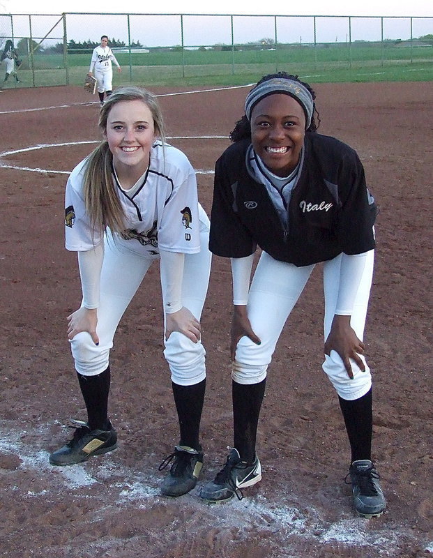 Image: Winning is fun for teammates Kelsey Neslon and K’Breona Davis.