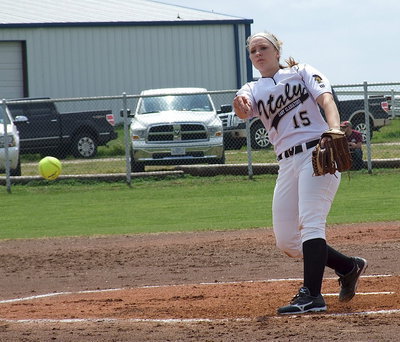 Image: Lady Gladiator pitcher Jaclynn Lewis(15) was on target from the mound with Lady Polar Bears on the prowl.