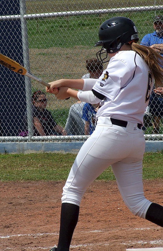 Image: Lady Gladiator’s freshman DH, Hannah Washington(6) tries to get on base with a hit.