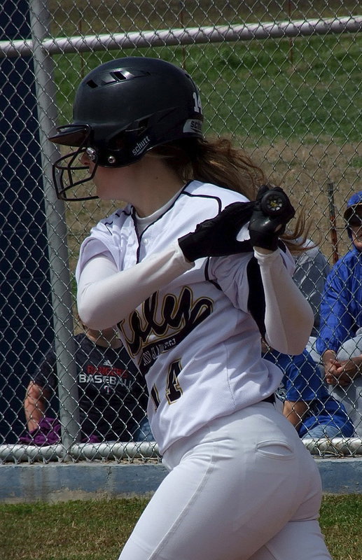 Image: Kelsey Nelson(14) remains fearless at the plate for Italy.
