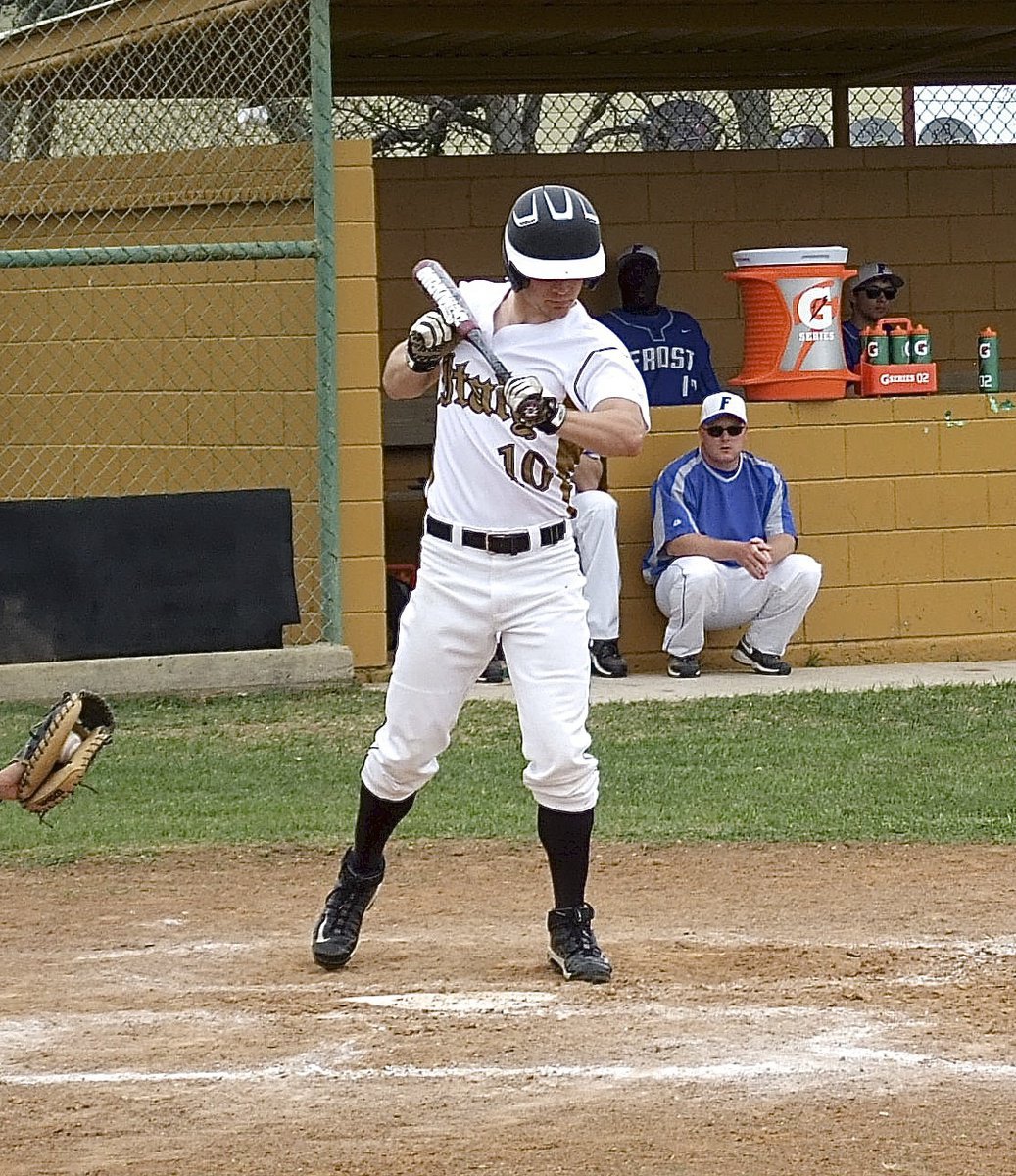 Image: Chase Hamilton(10) avoids an inside pitch.