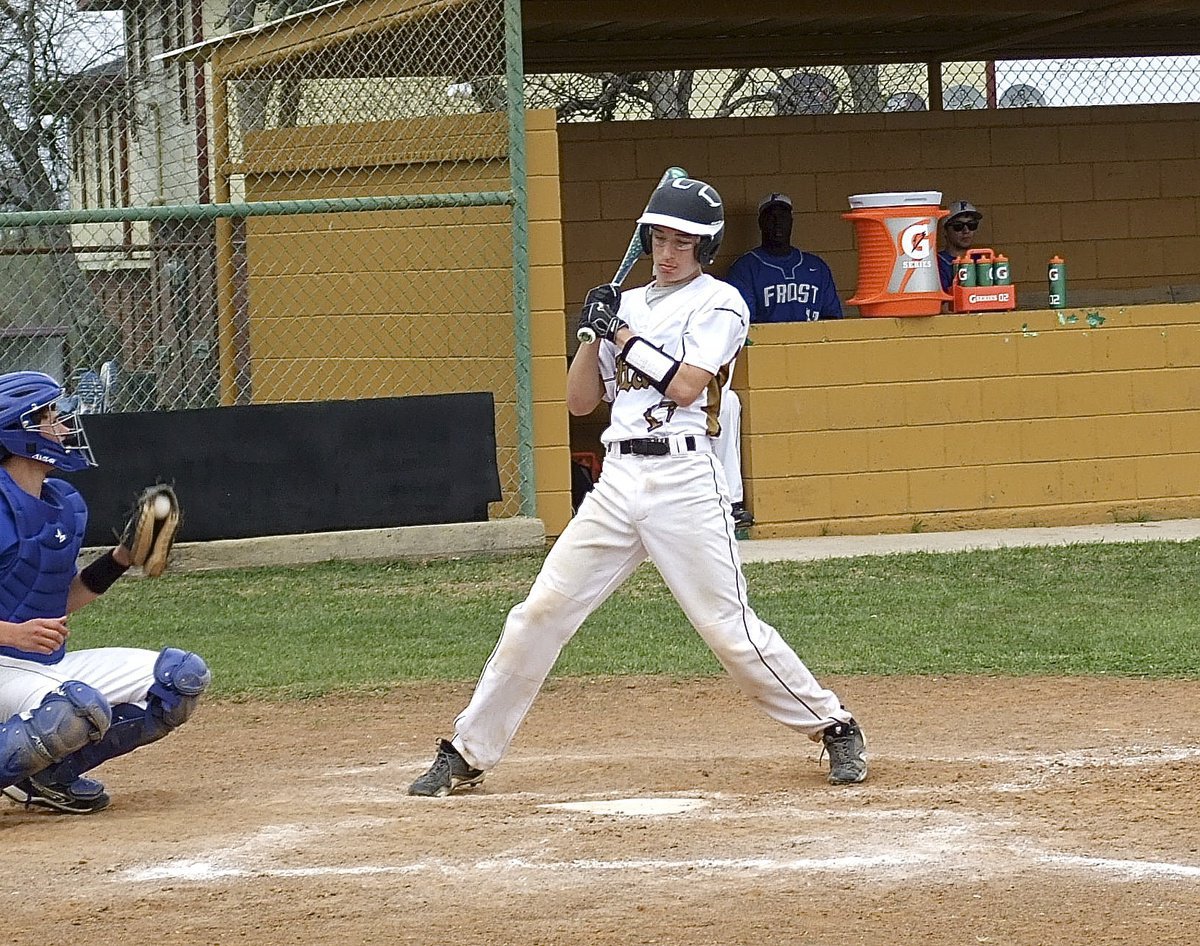 Image: Freshman Ryan Connor avoids an inside pitch.