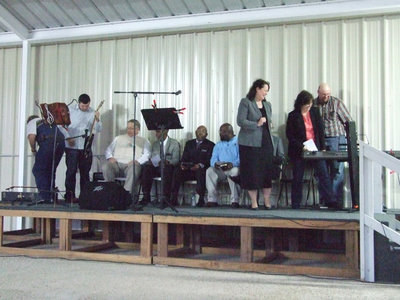 Image: The group on the stage was preparing for song worship.