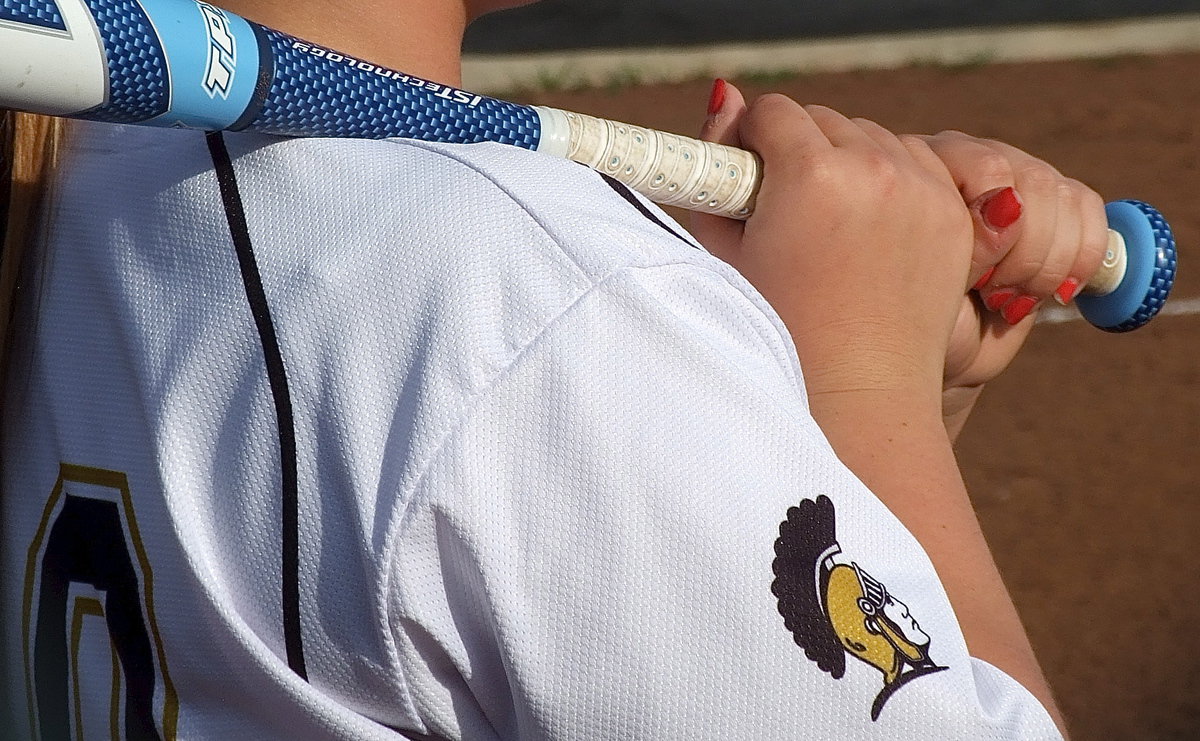 Image: With her bat over her shoulder, Lady Gladiator Paige Westbrook(10) is ready to march into battle.